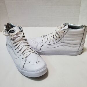 Vans Sk8 High White Leather Shoes Unisex Men's 8